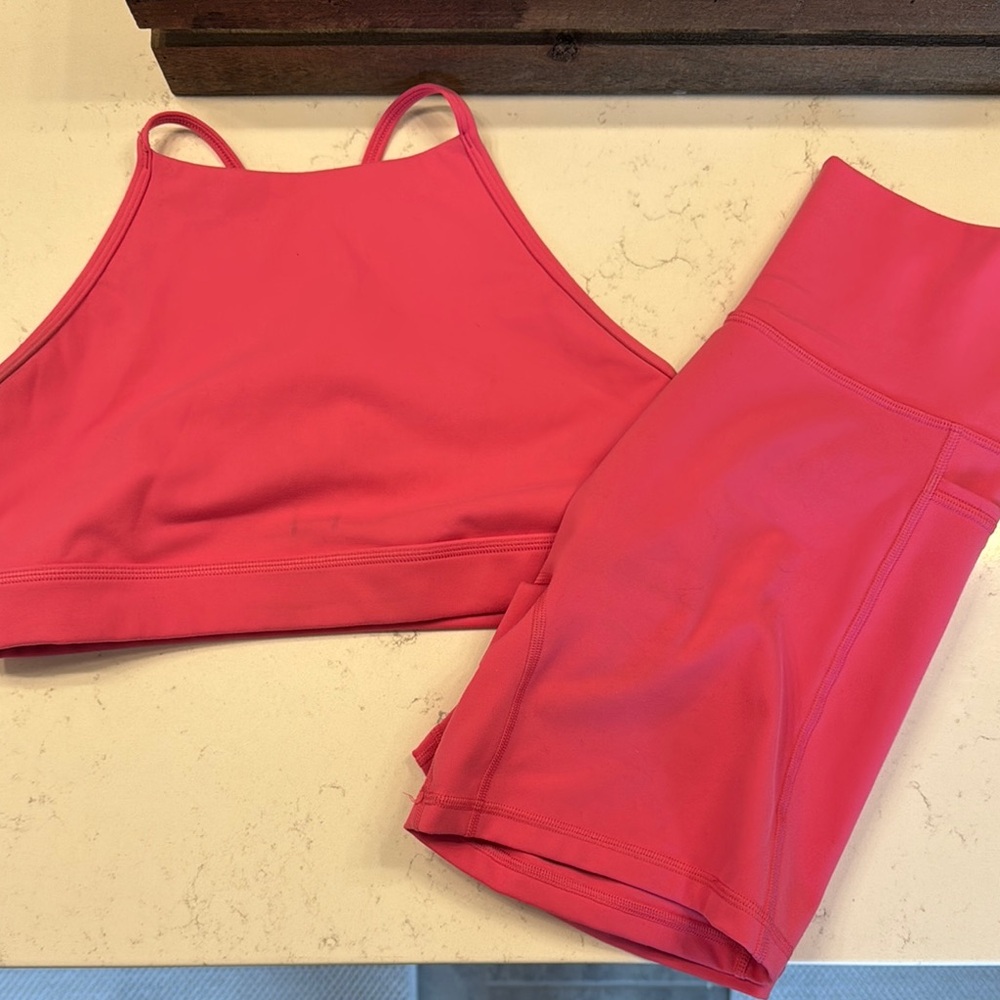 LSKD Pink Sports Bra and Shorts Set
